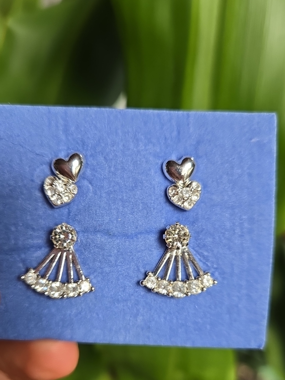 Silver-Tone Heart & Fan Crystal Drop Earrings - Women's Jewelry